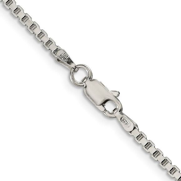 2mm Sterling Silver, Solid Box Chain Necklace, 36 Inch